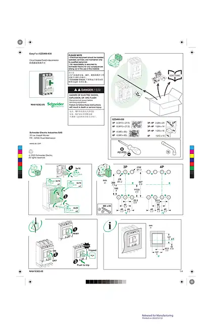 schneider施耐德EasyPact EZS400-630 说明页